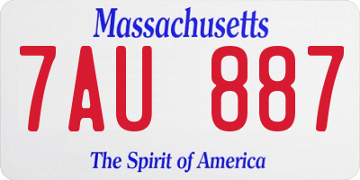 MA license plate 7AU887