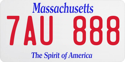 MA license plate 7AU888