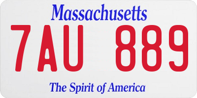 MA license plate 7AU889
