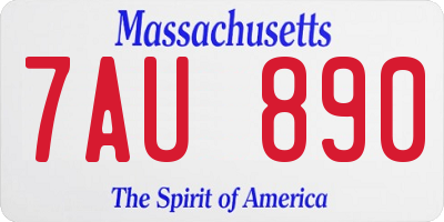 MA license plate 7AU890