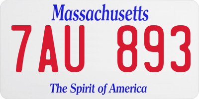MA license plate 7AU893