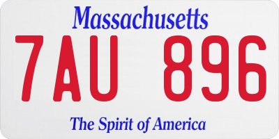 MA license plate 7AU896