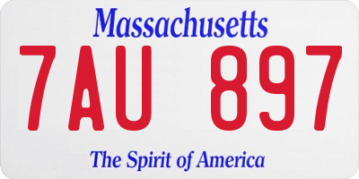 MA license plate 7AU897