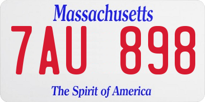 MA license plate 7AU898