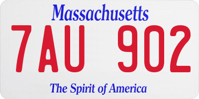 MA license plate 7AU902