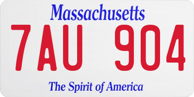 MA license plate 7AU904