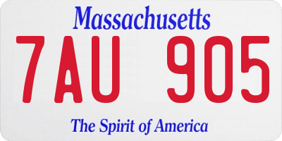 MA license plate 7AU905