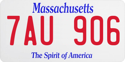 MA license plate 7AU906