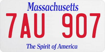 MA license plate 7AU907