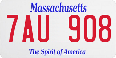 MA license plate 7AU908
