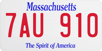 MA license plate 7AU910