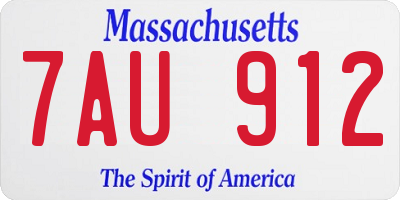 MA license plate 7AU912