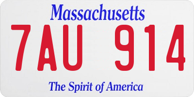 MA license plate 7AU914