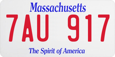 MA license plate 7AU917