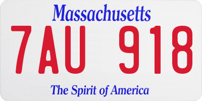MA license plate 7AU918