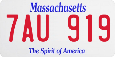 MA license plate 7AU919