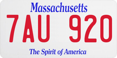 MA license plate 7AU920