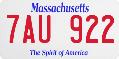 MA license plate 7AU922