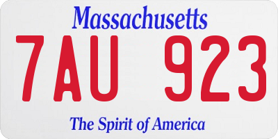 MA license plate 7AU923