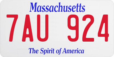 MA license plate 7AU924