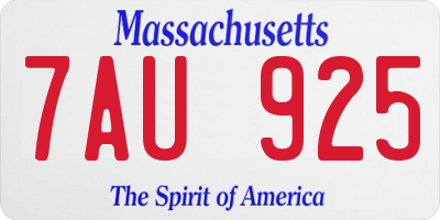 MA license plate 7AU925