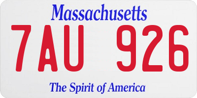 MA license plate 7AU926
