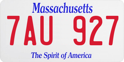 MA license plate 7AU927