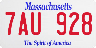MA license plate 7AU928
