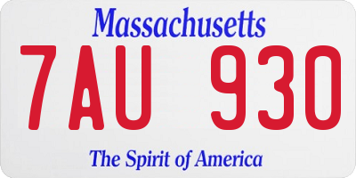 MA license plate 7AU930