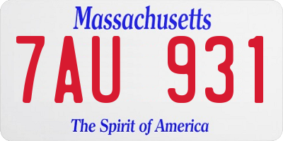 MA license plate 7AU931