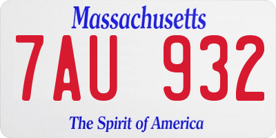 MA license plate 7AU932