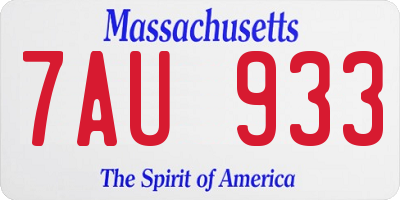 MA license plate 7AU933