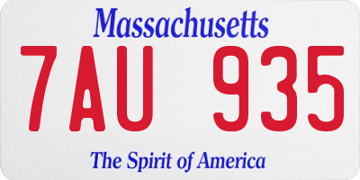 MA license plate 7AU935