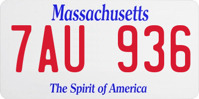 MA license plate 7AU936