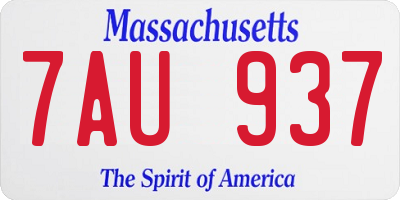 MA license plate 7AU937
