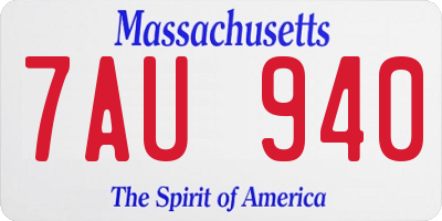 MA license plate 7AU940