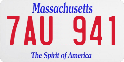 MA license plate 7AU941
