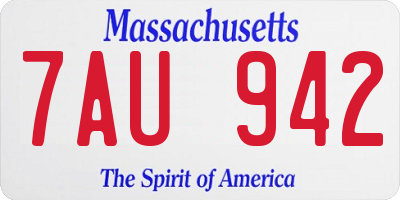 MA license plate 7AU942