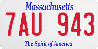 MA license plate 7AU943