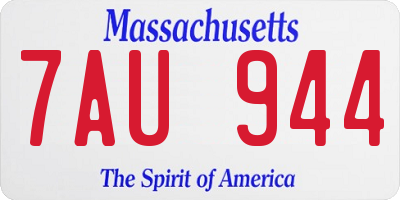 MA license plate 7AU944