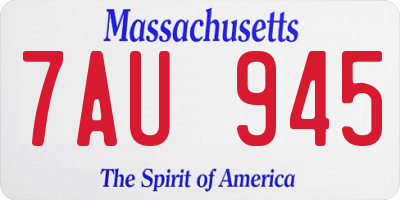 MA license plate 7AU945