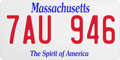 MA license plate 7AU946