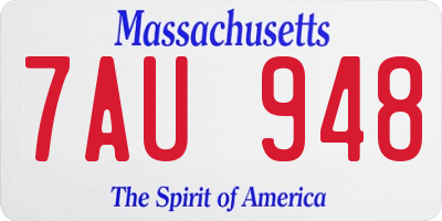 MA license plate 7AU948