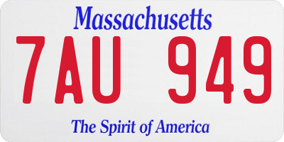 MA license plate 7AU949