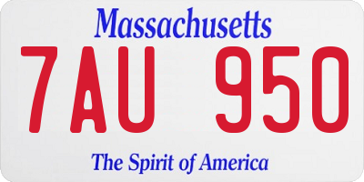 MA license plate 7AU950