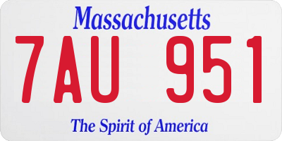 MA license plate 7AU951
