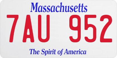 MA license plate 7AU952