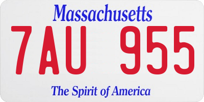 MA license plate 7AU955