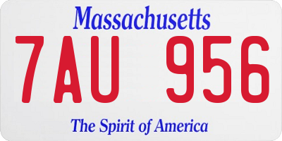 MA license plate 7AU956