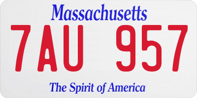 MA license plate 7AU957